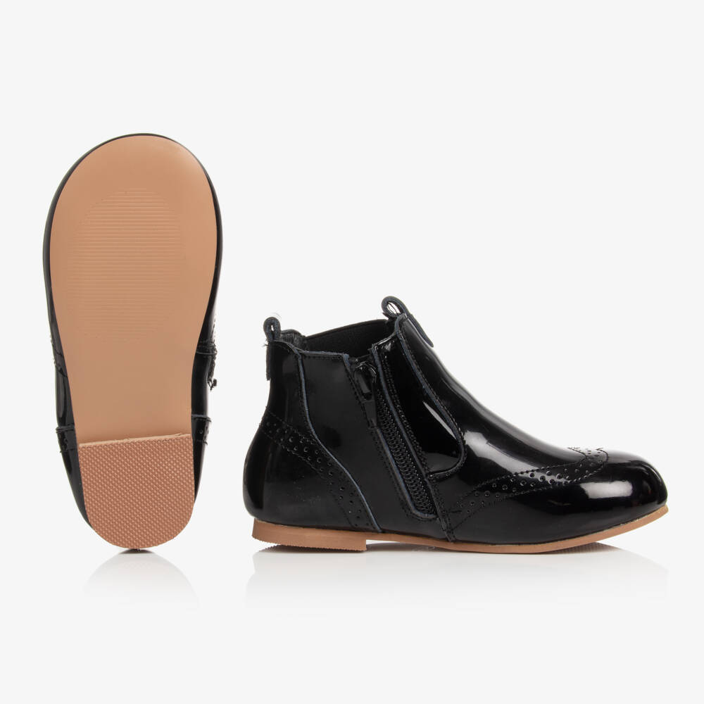Beau KiD-Girls Black Patent Leather Chelsea Boots | Childrensalon Outlet