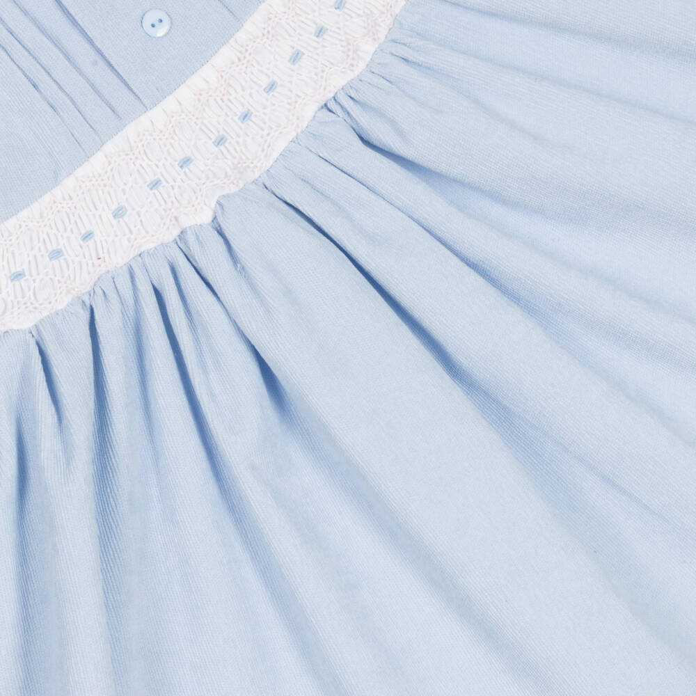 Beau KiD-Girls Smocked Blue Cord Dress | Childrensalon Outlet