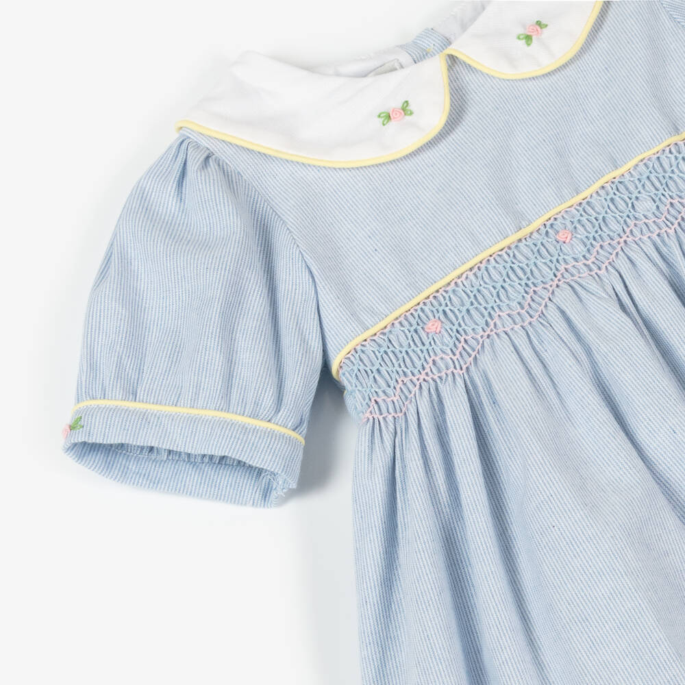 Beau KiD-Girls Soft Blue Embroidered Frock | Childrensalon Outlet