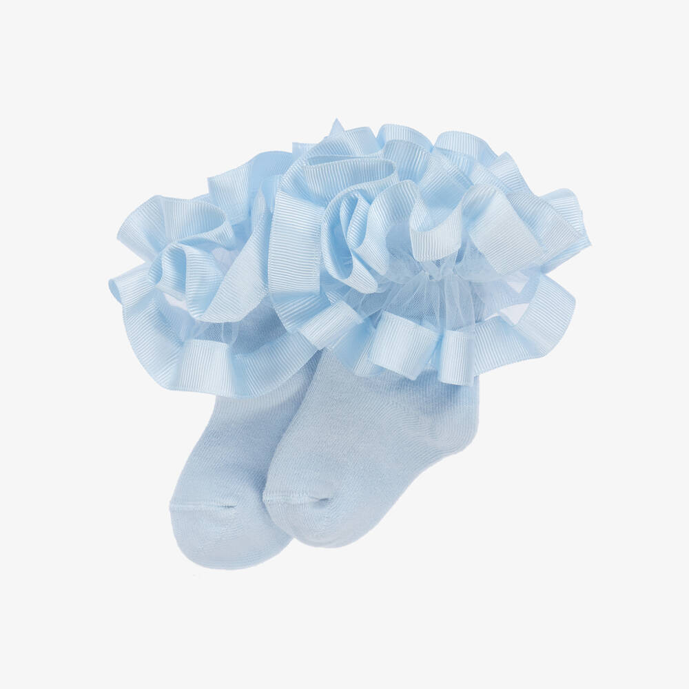 Beau KiD-Мягкие голубые носки с рюшами для девочек | Childrensalon Outlet