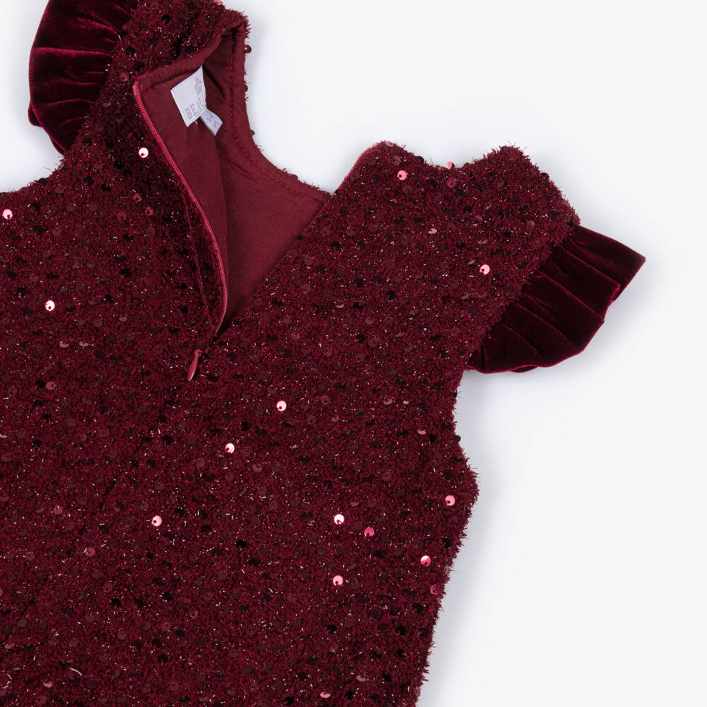 Beau KiD-Girls Burgundy Red Sequin Dress & Bag Set | Childrensalon Outlet