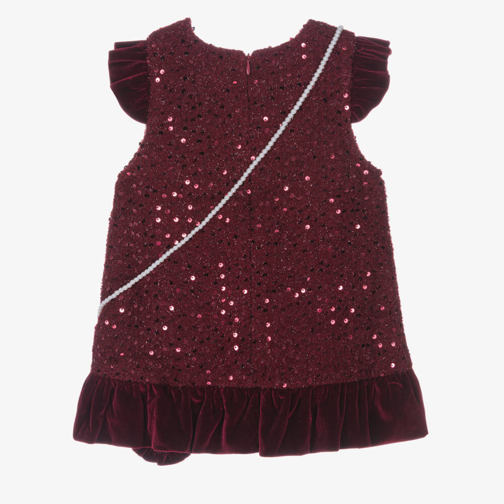 Beau KiD-Girls Burgundy Red Sequin Dress & Bag Set | Childrensalon Outlet