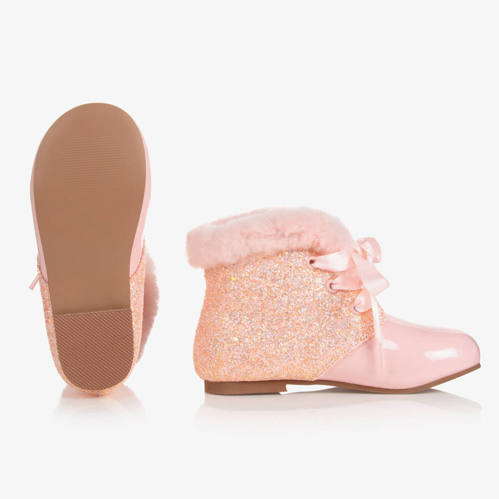 Beau KiD-Girls Sparkly Pink Leather Boots | Childrensalon Outlet