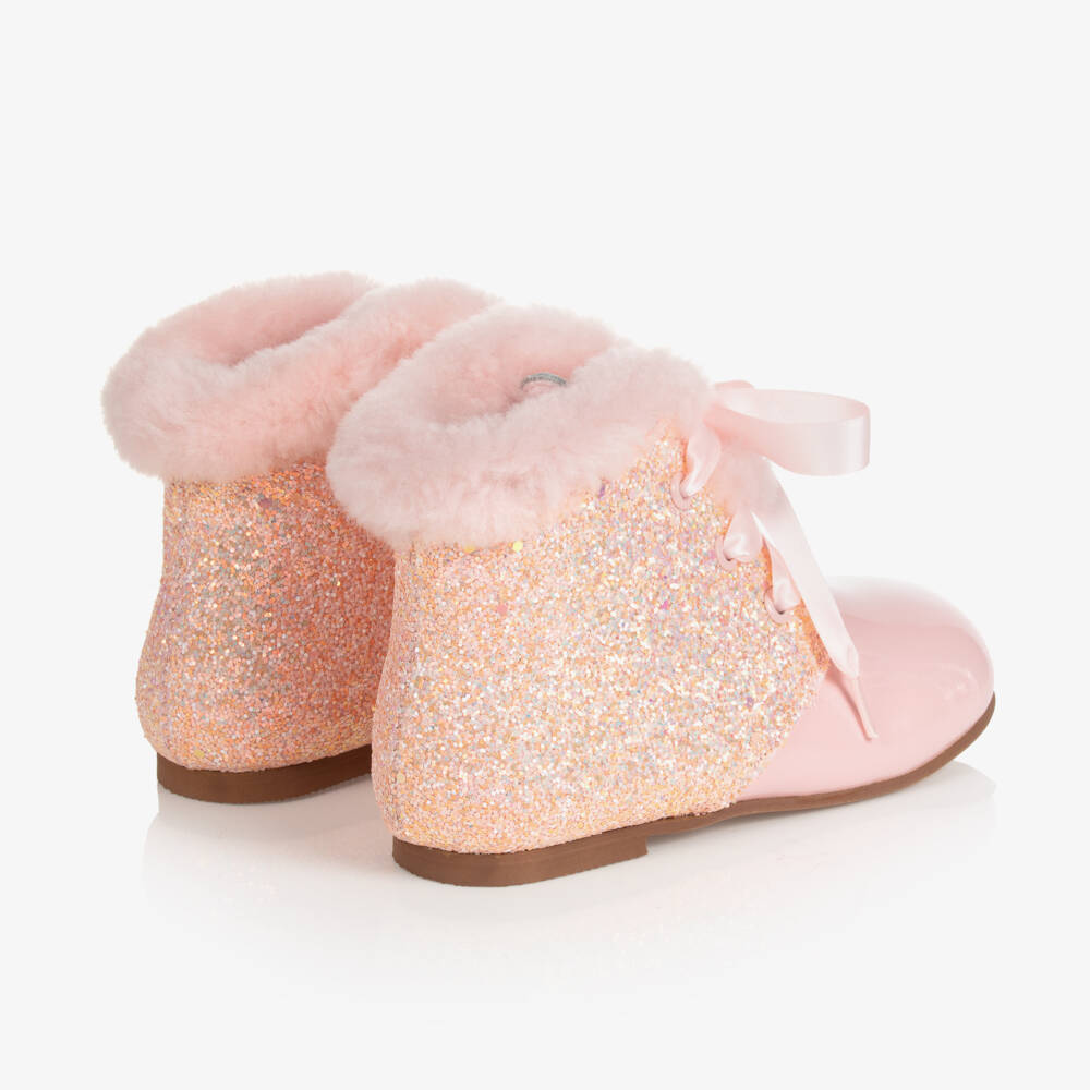 Beau KiD-Girls Sparkly Pink Leather Boots | Childrensalon Outlet