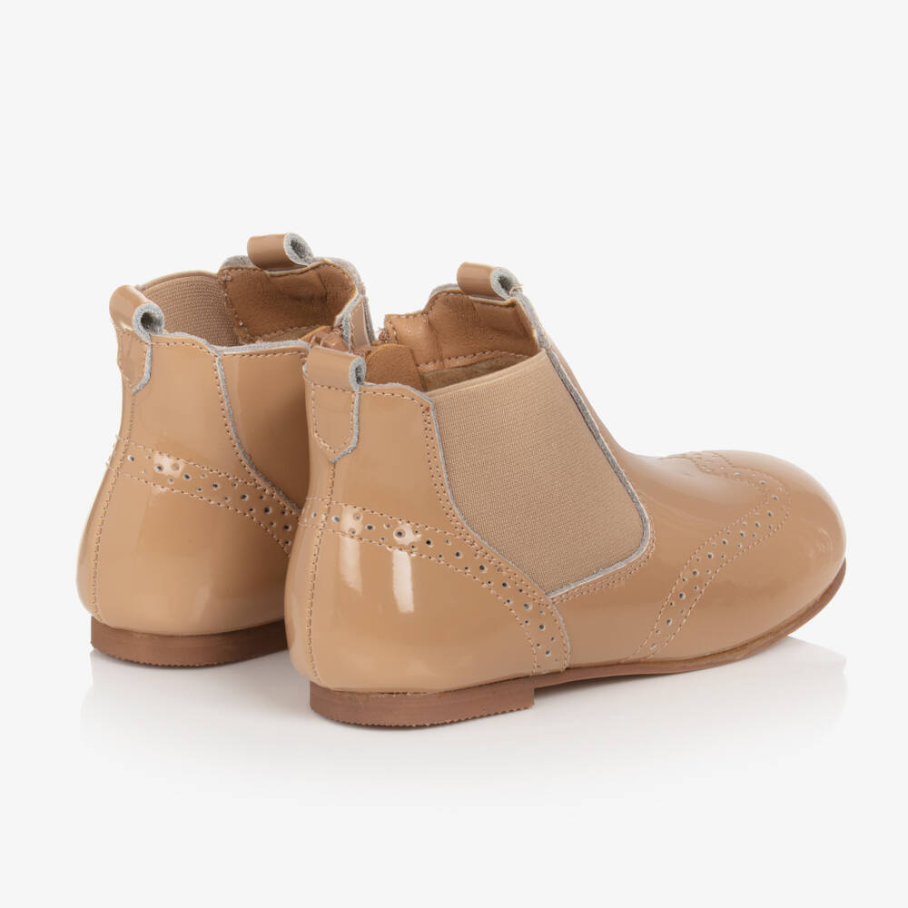 Beau KiD-Бежевые ботинки челси из лакированной кожи | Childrensalon Outlet