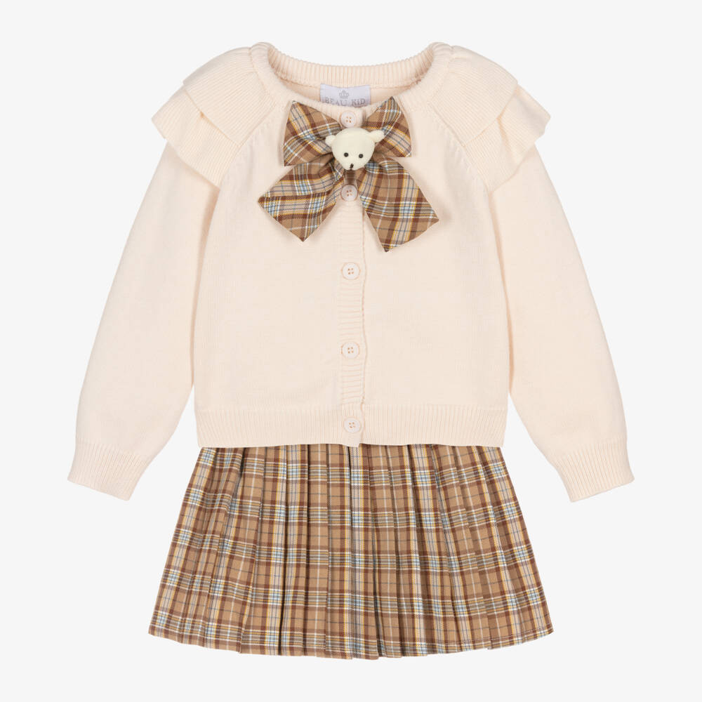Beau KiD-Girls Tartan Bow Skirt Ensemble | Childrensalon Outlet