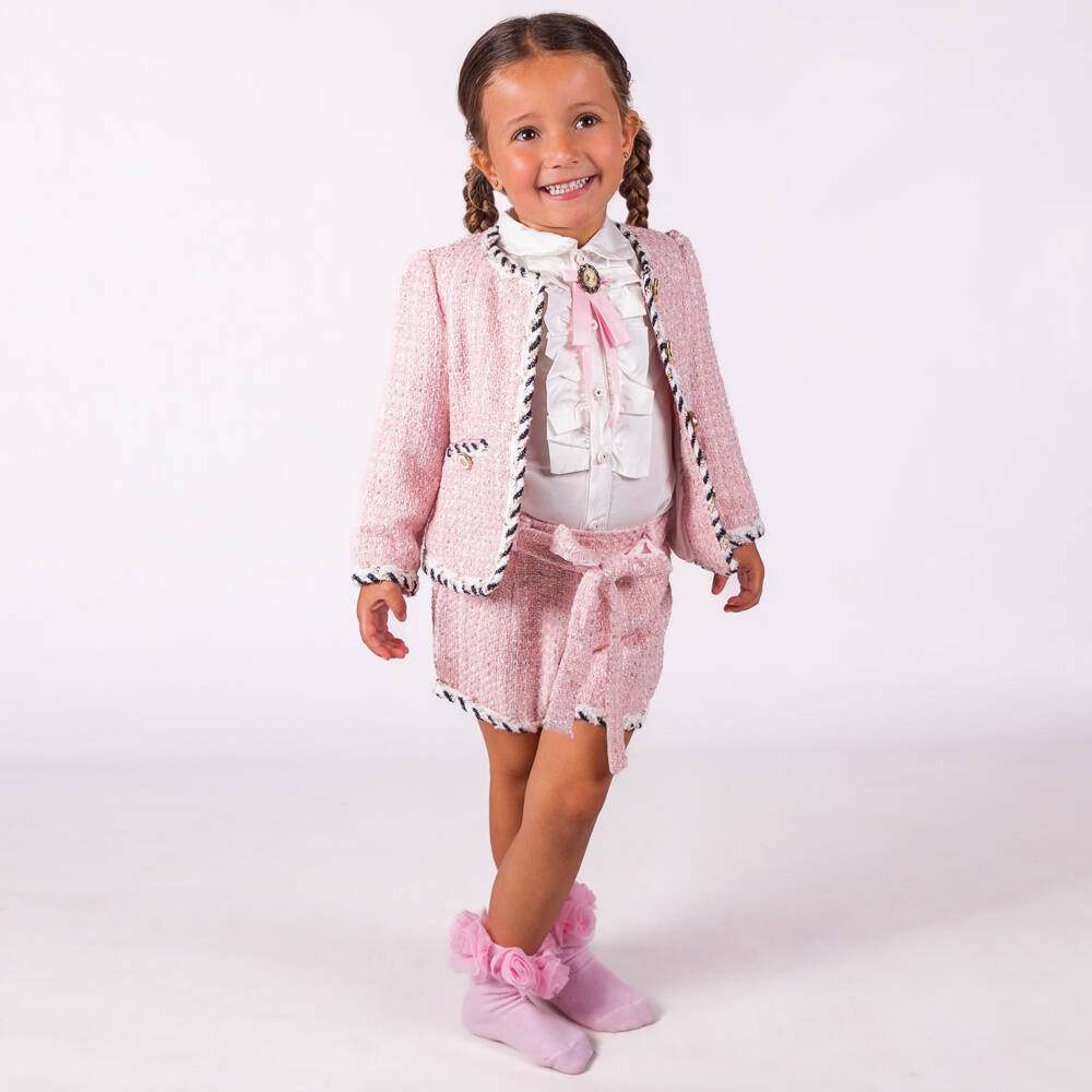 Beau KiD-Girls Tweed Pink Blouse Outfit | Childrensalon Outlet