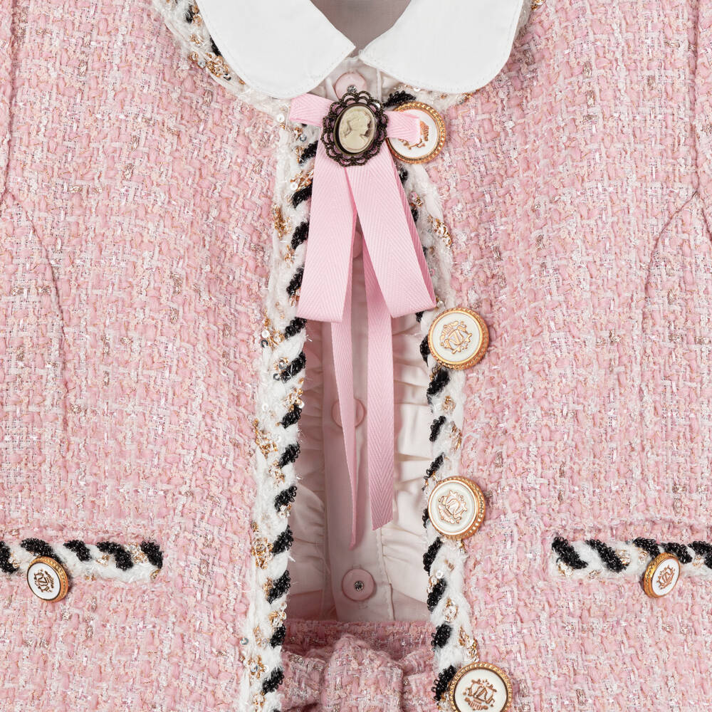 Beau KiD-Girls Tweed Pink Blouse Outfit | Childrensalon Outlet