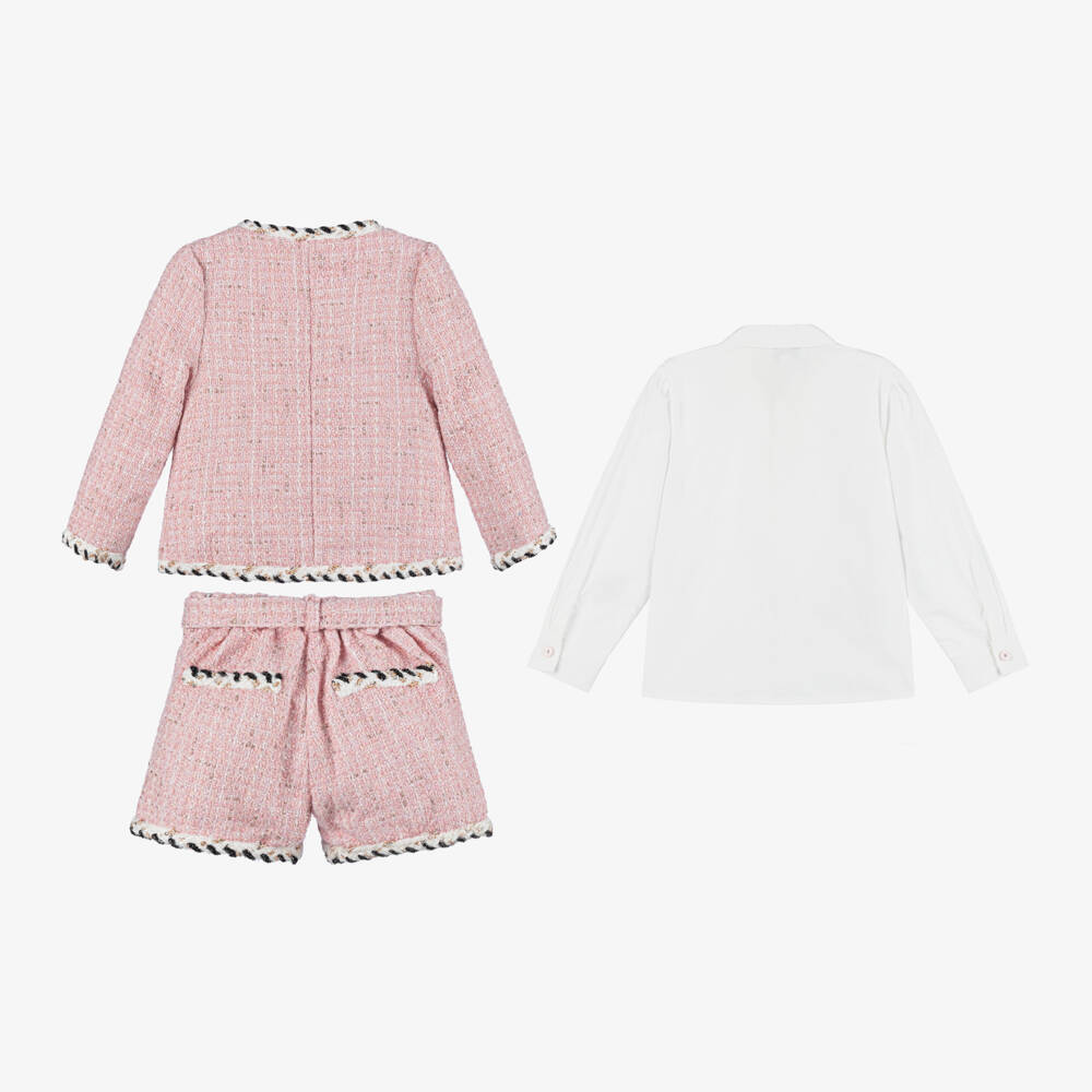 Beau KiD-Girls Tweed Pink Blouse Outfit | Childrensalon Outlet