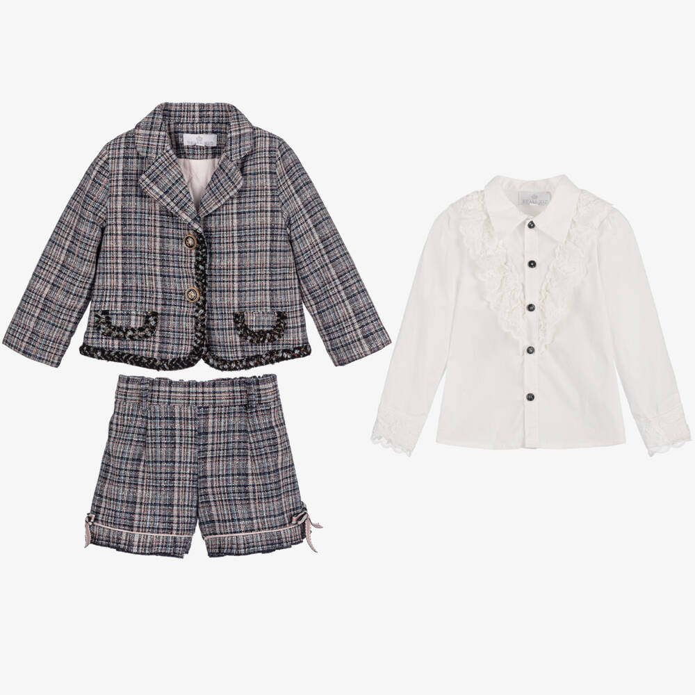 Beau KiD-Girls Tweed Shorts and Blouse Set | Childrensalon Outlet
