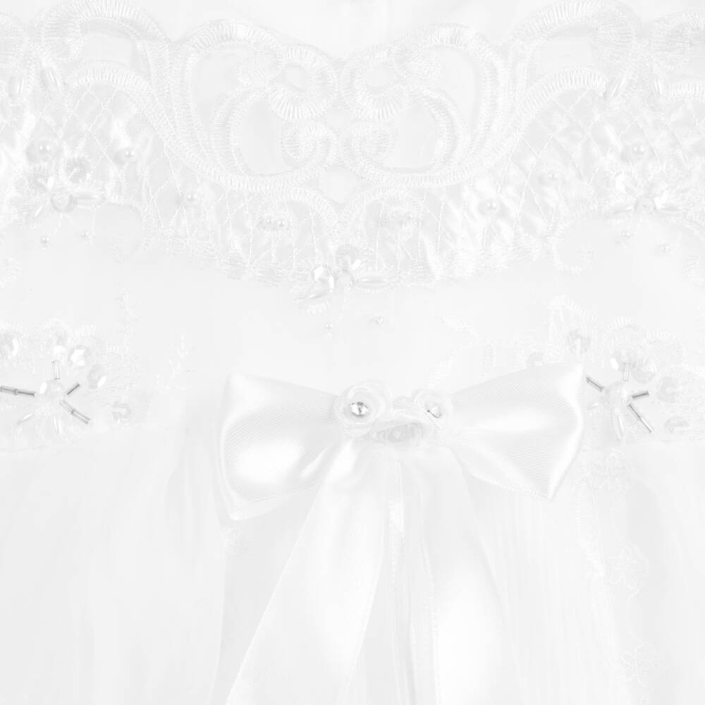 Beau KiD-فستان و بونيه أورغانزا لون أبيض للمولودات | Childrensalon Outlet