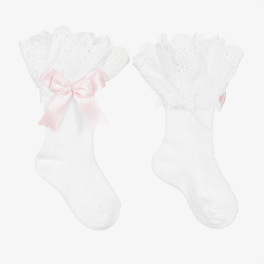 Beau KiD-Белые кружевные носки с бантом для девочек | Childrensalon Outlet