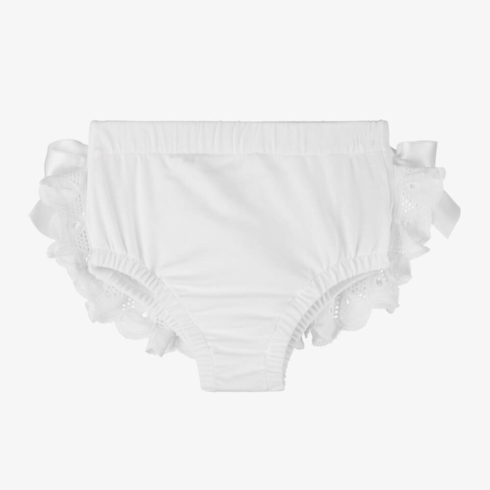 Beau KiD-Girls White Frilled Cotton Knickers | Childrensalon Outlet
