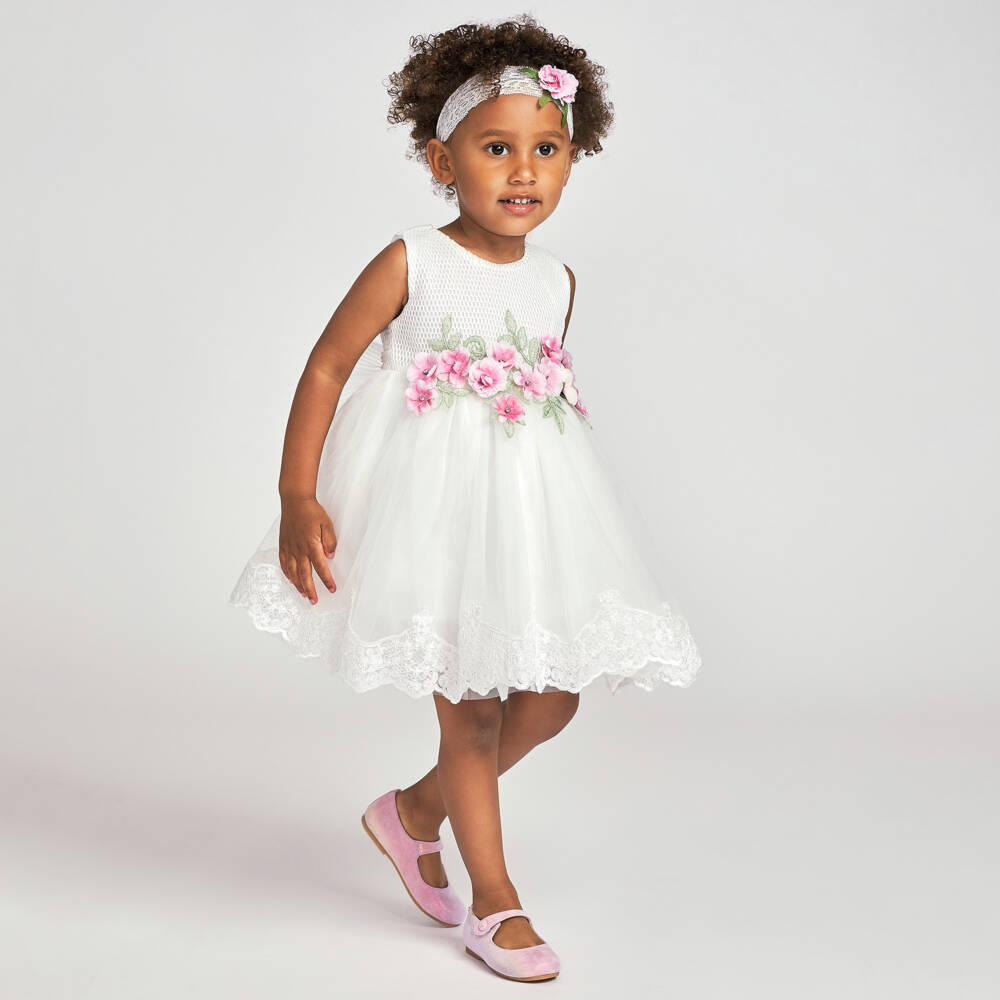 Beau KiD-Girls White Lace Trim Dress Set | Childrensalon Outlet