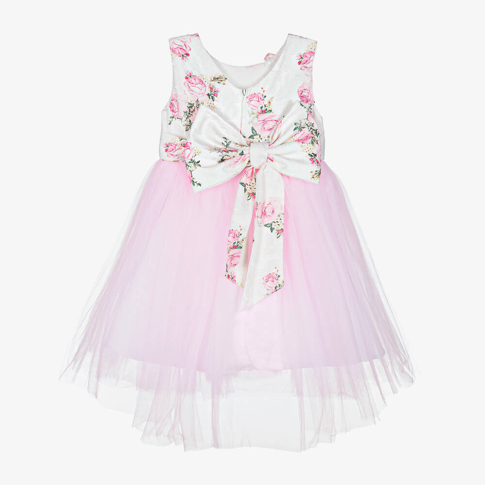 Beau KiD-Girls White & Pink Floral Tulle Dress | Childrensalon Outlet
