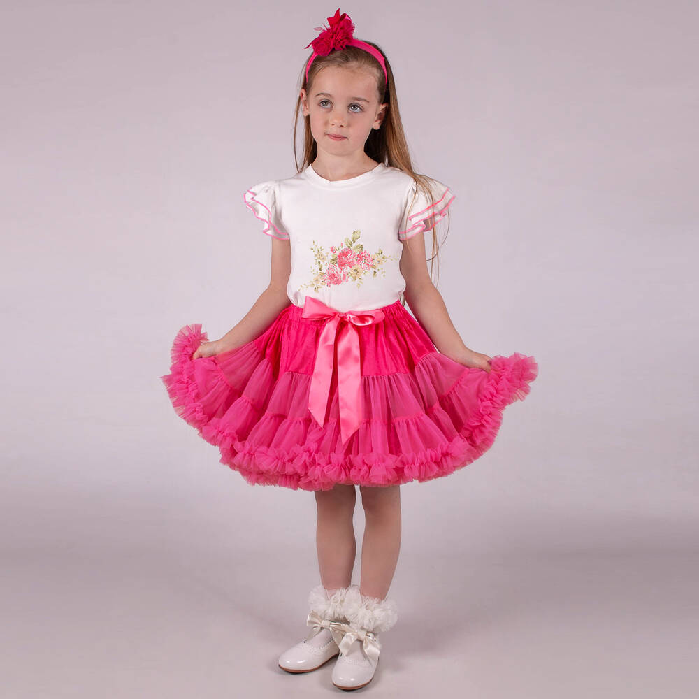 Beau KiD - Girls White & Pink Tutu Skirt Set | Childrensalon Outlet