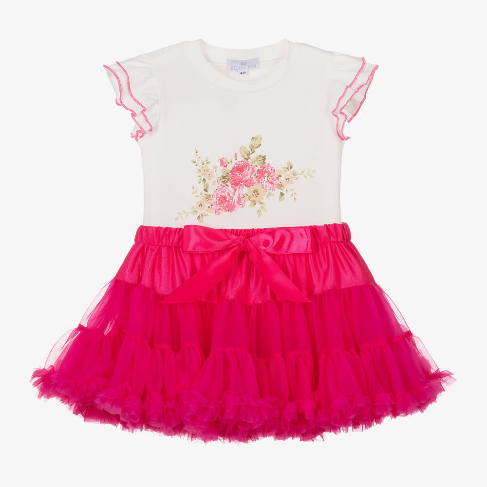 Beau KiD-Girls White & Pink Tutu Skirt Set | Childrensalon Outlet