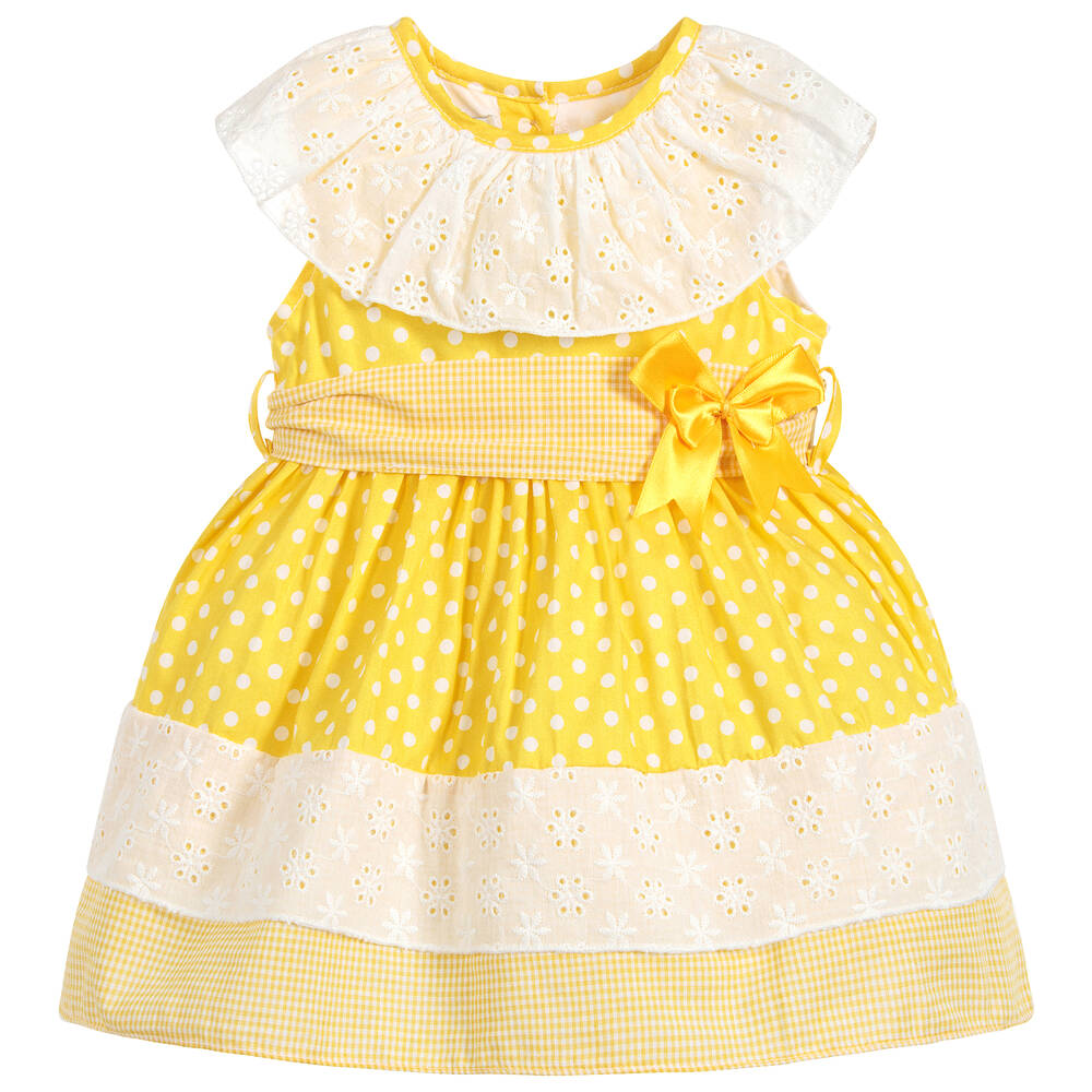 Beau KiD - فستان قطن لون أصفر وأبيض | Childrensalon