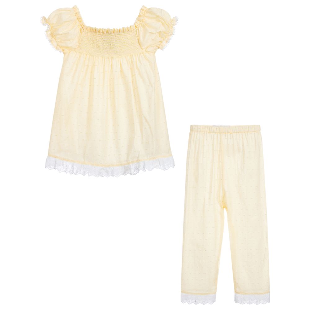 Beau KiD-Желтая хлопковая пижама для девочек | Childrensalon Outlet