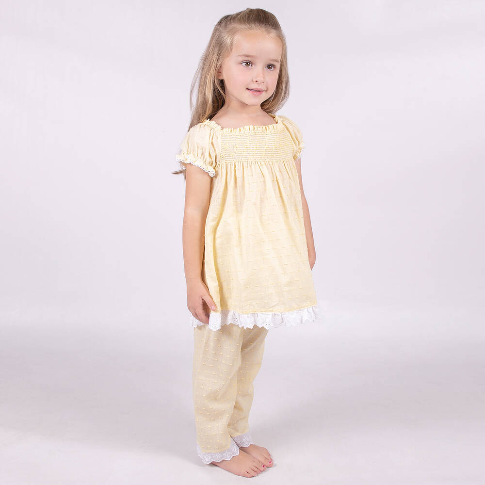 Beau KiD-Желтая хлопковая пижама для девочек | Childrensalon Outlet