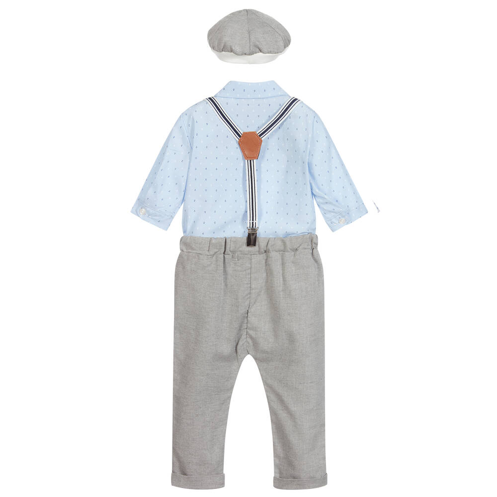 Beau KiD-Grey & Blue Trousers Set | Childrensalon Outlet