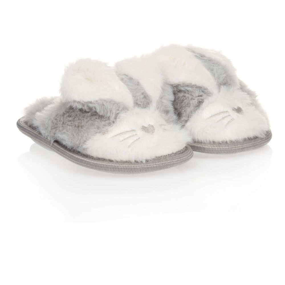 Beau KiD - Grey Faux Fur Bunny Slippers | Childrensalon