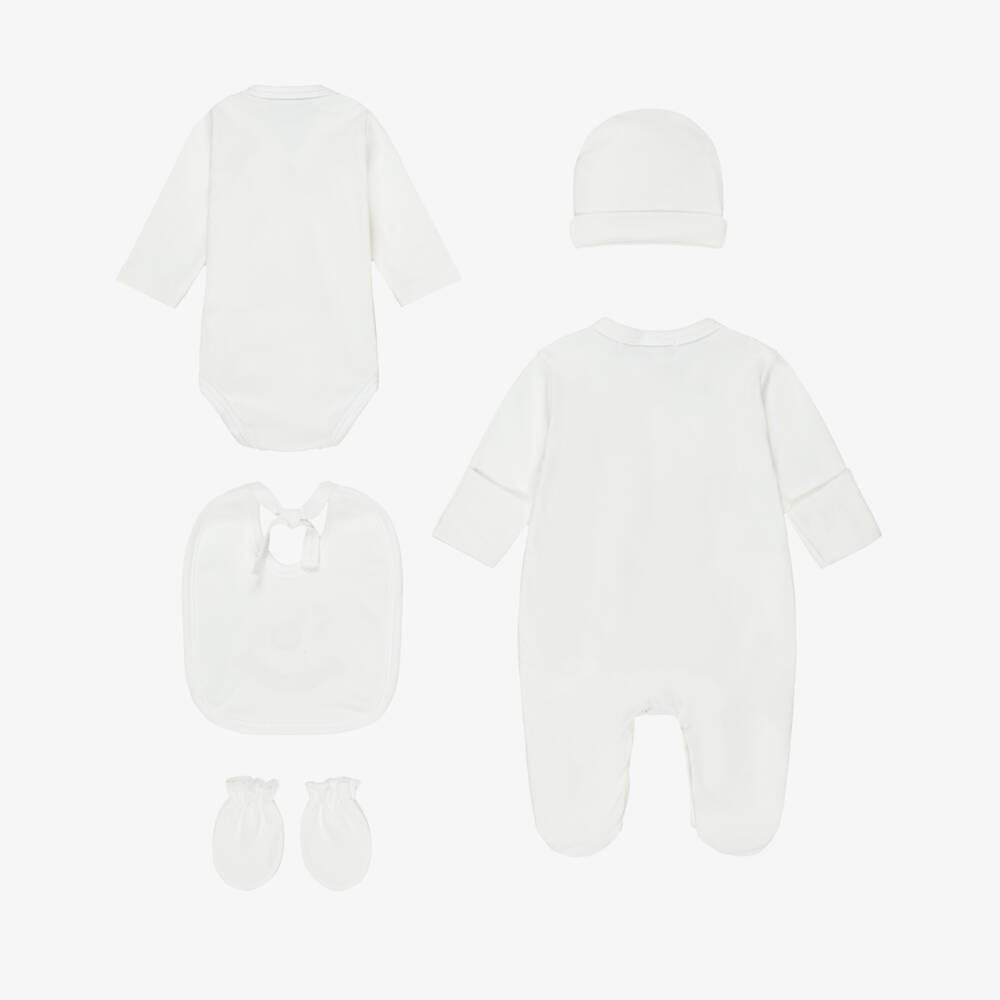 Beau KiD-Ivory Cotton Babysuit Set with Rocking Horse Motif | Childrensalon Outlet