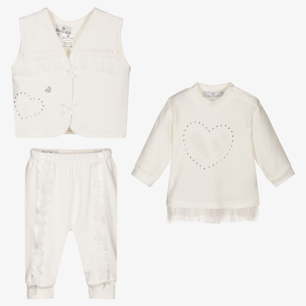 Beau KiD-Ivory Diamanté Trouser Set | Childrensalon Outlet