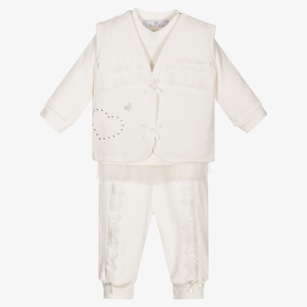 Beau KiD - Ivory Diamanté Trouser Set | Childrensalon