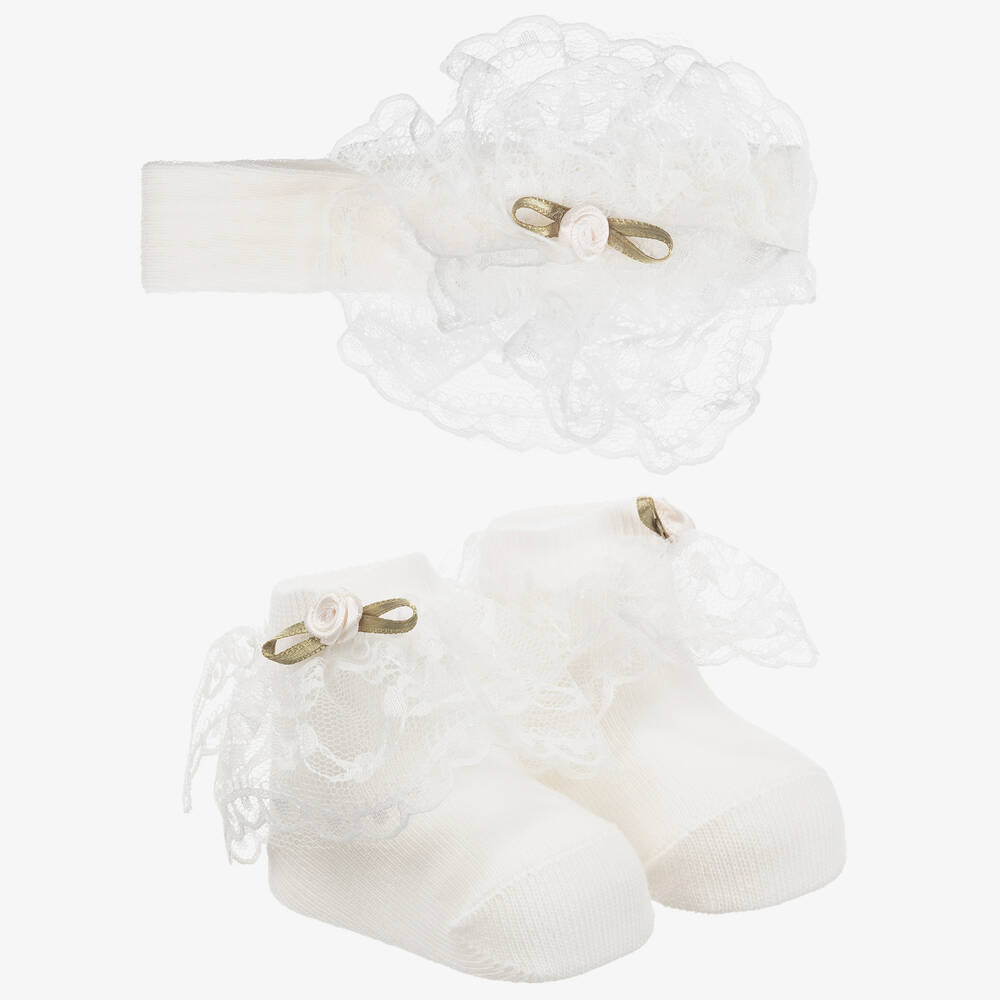 Beau KiD-Ivory Headband & Socks Set | Childrensalon Outlet