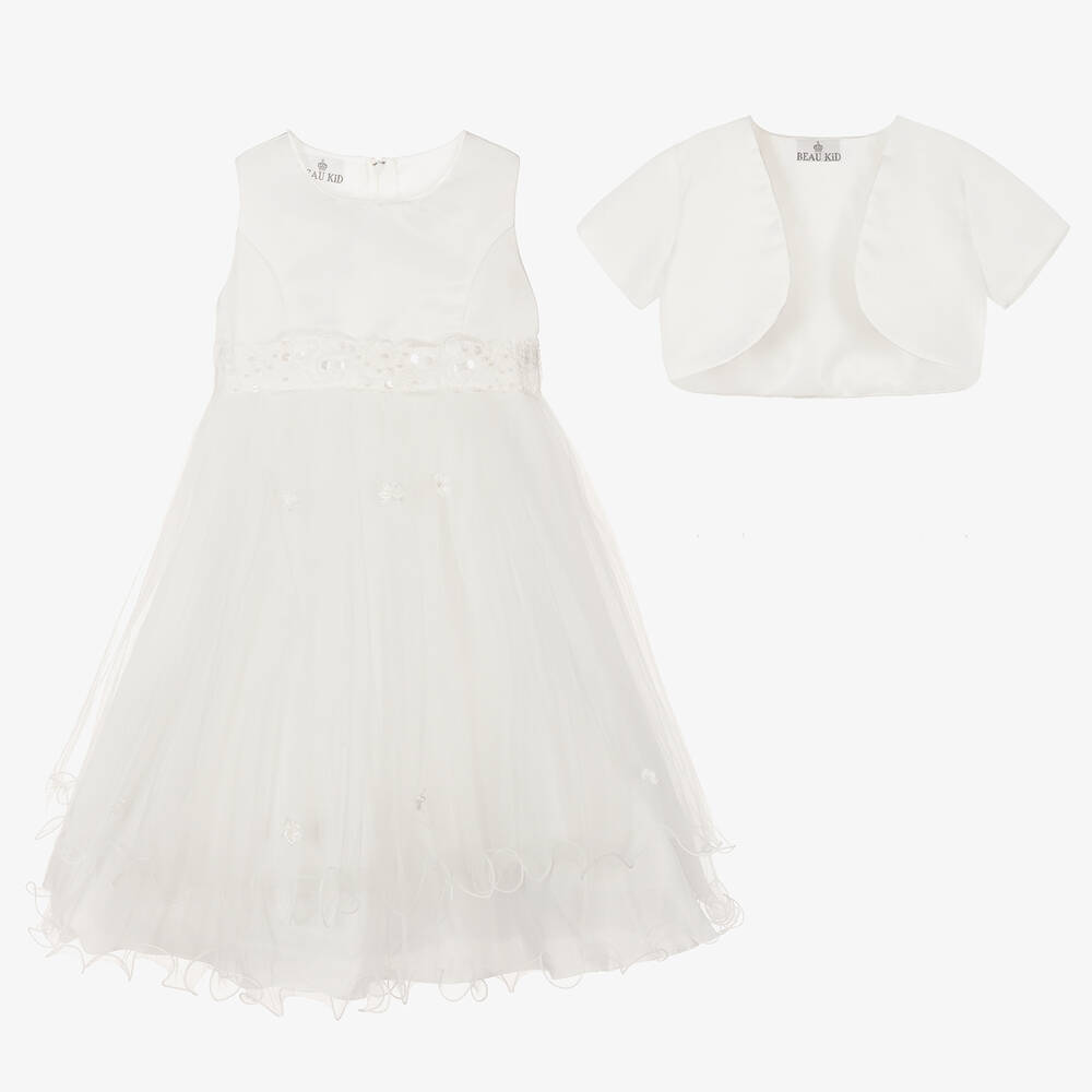 Beau KiD-Ivory Satin & Tulle Dress | Childrensalon Outlet