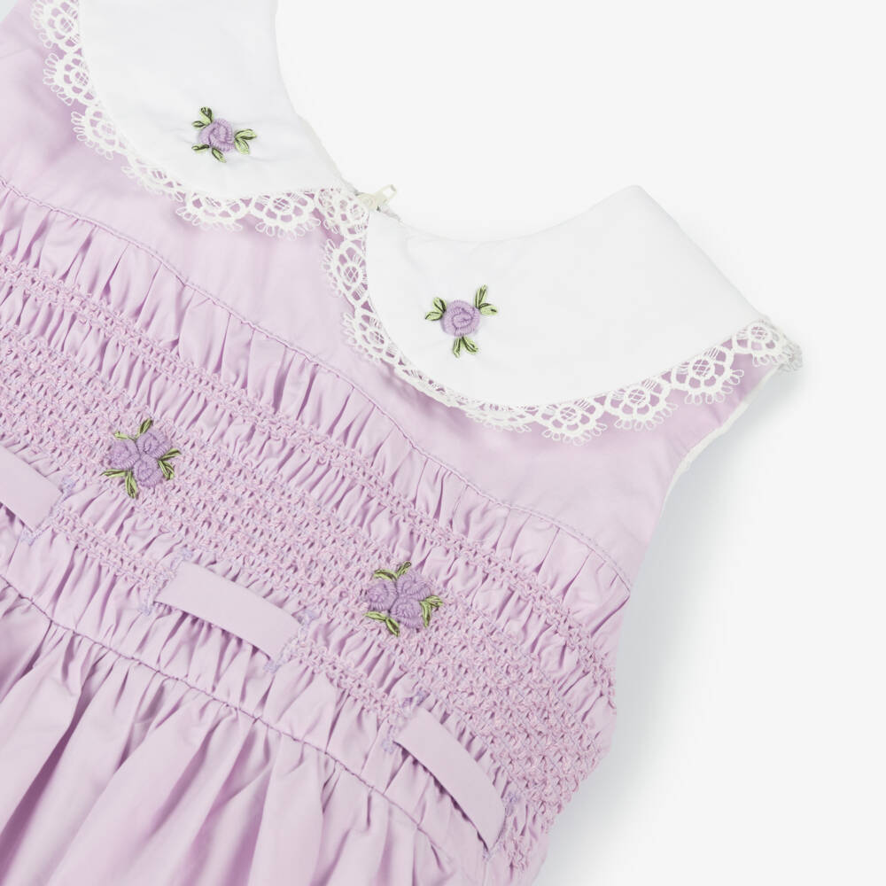 Beau KiD-Lilac Smocked Cotton Dress for Girls | Childrensalon Outlet
