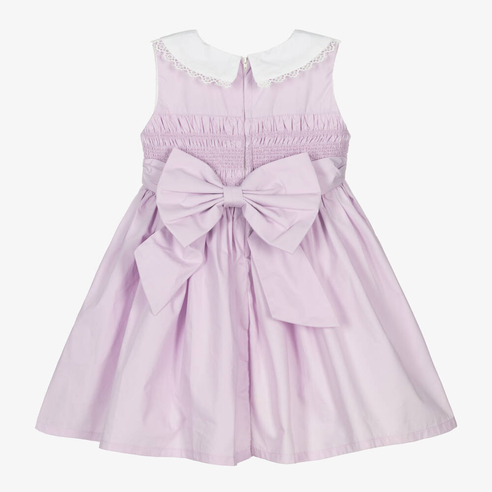 Beau KiD-Lilac Smocked Cotton Dress for Girls | Childrensalon Outlet
