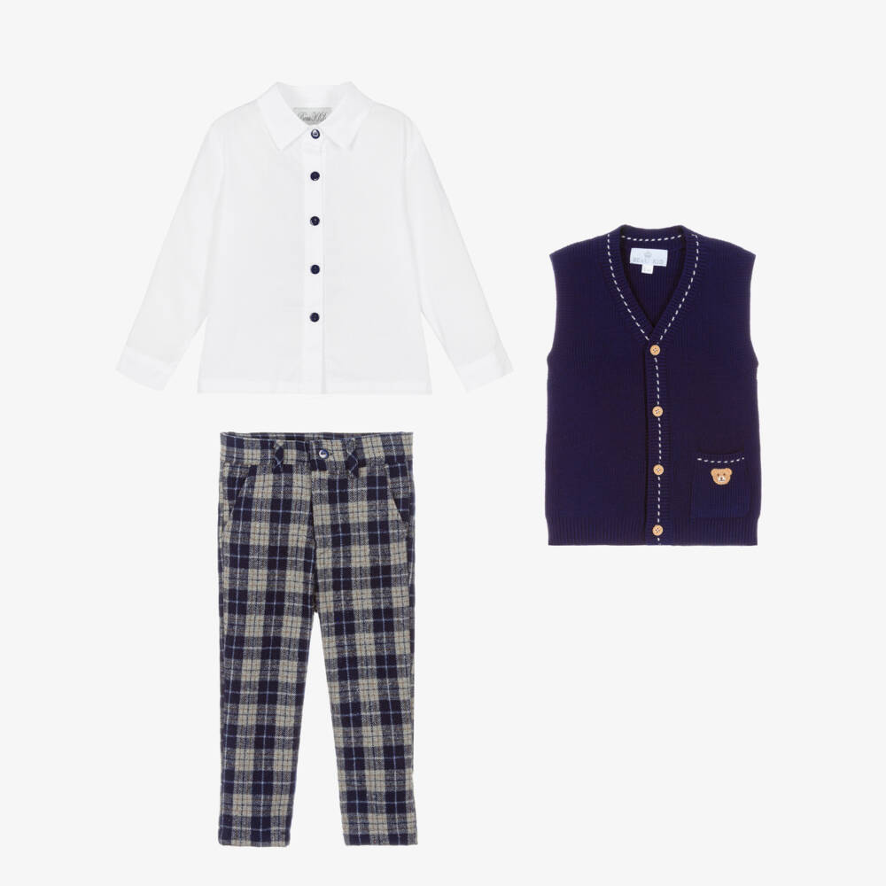 Beau KiD-Navy Knit And Trouser Set | Childrensalon Outlet