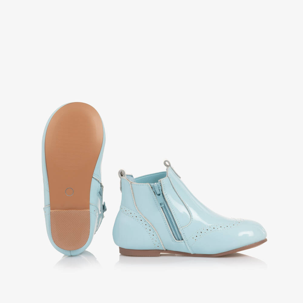 Beau KiD-Pastel Blue Patent Leather Chelsea Boots | Childrensalon Outlet