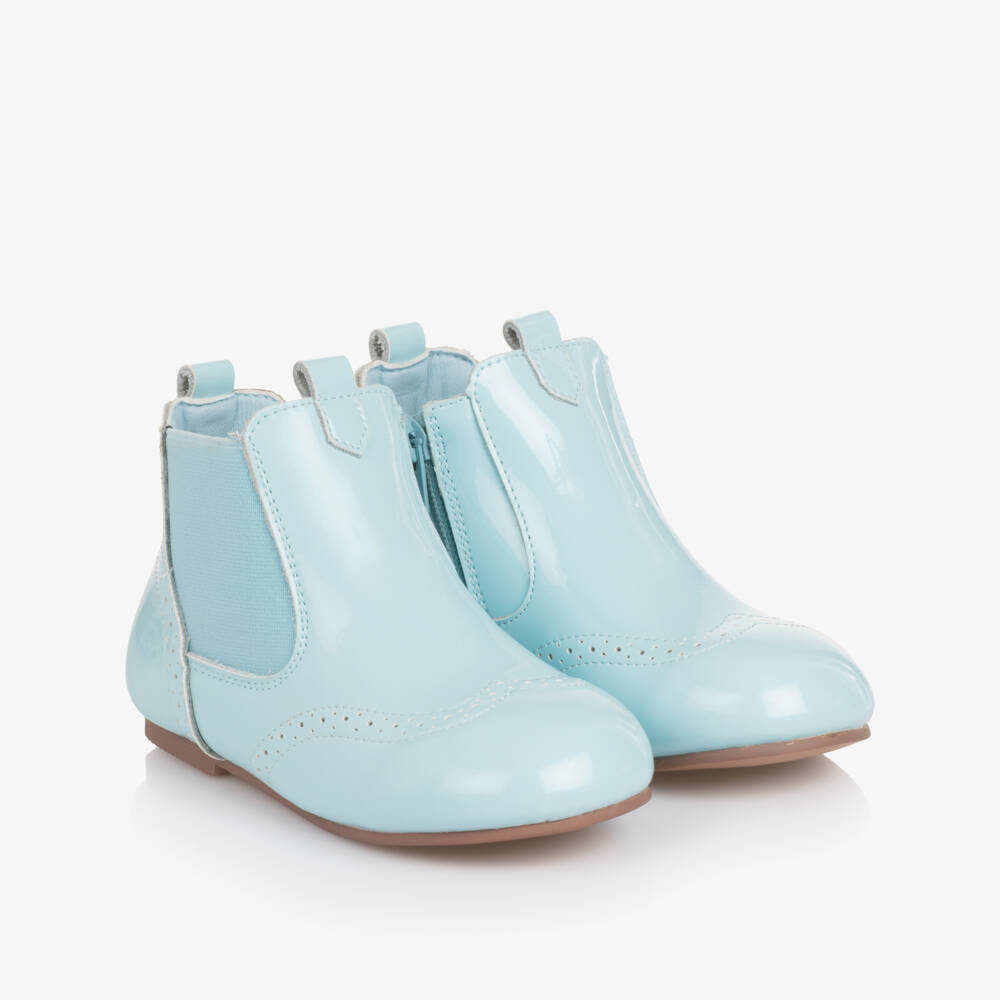 Beau KiD-Pastel Blue Patent Leather Chelsea Boots | Childrensalon Outlet