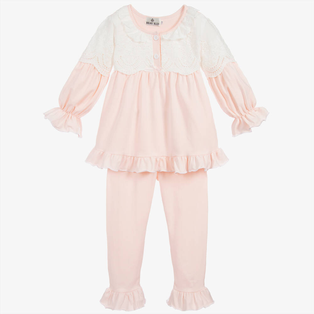 Beau KiD - Pink Cotton Jersey Pyjamas | Childrensalon