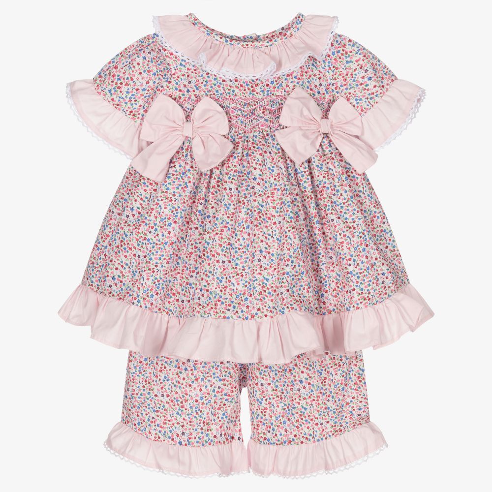 Beau KiD-Pink Floral Baby Shorts Set | Childrensalon Outlet