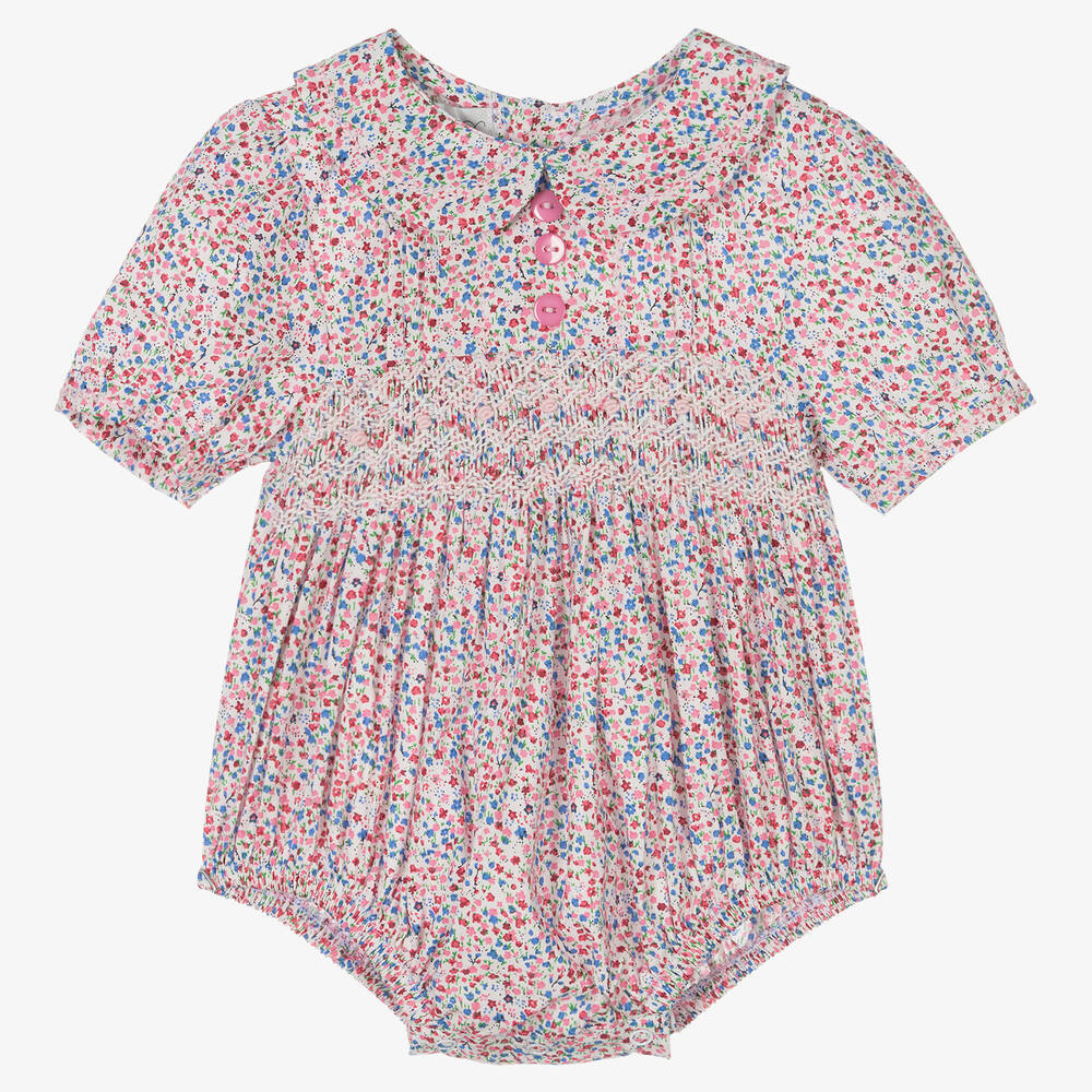 Beau KiD-Pink Floral Cotton Baby Shortie | Childrensalon Outlet
