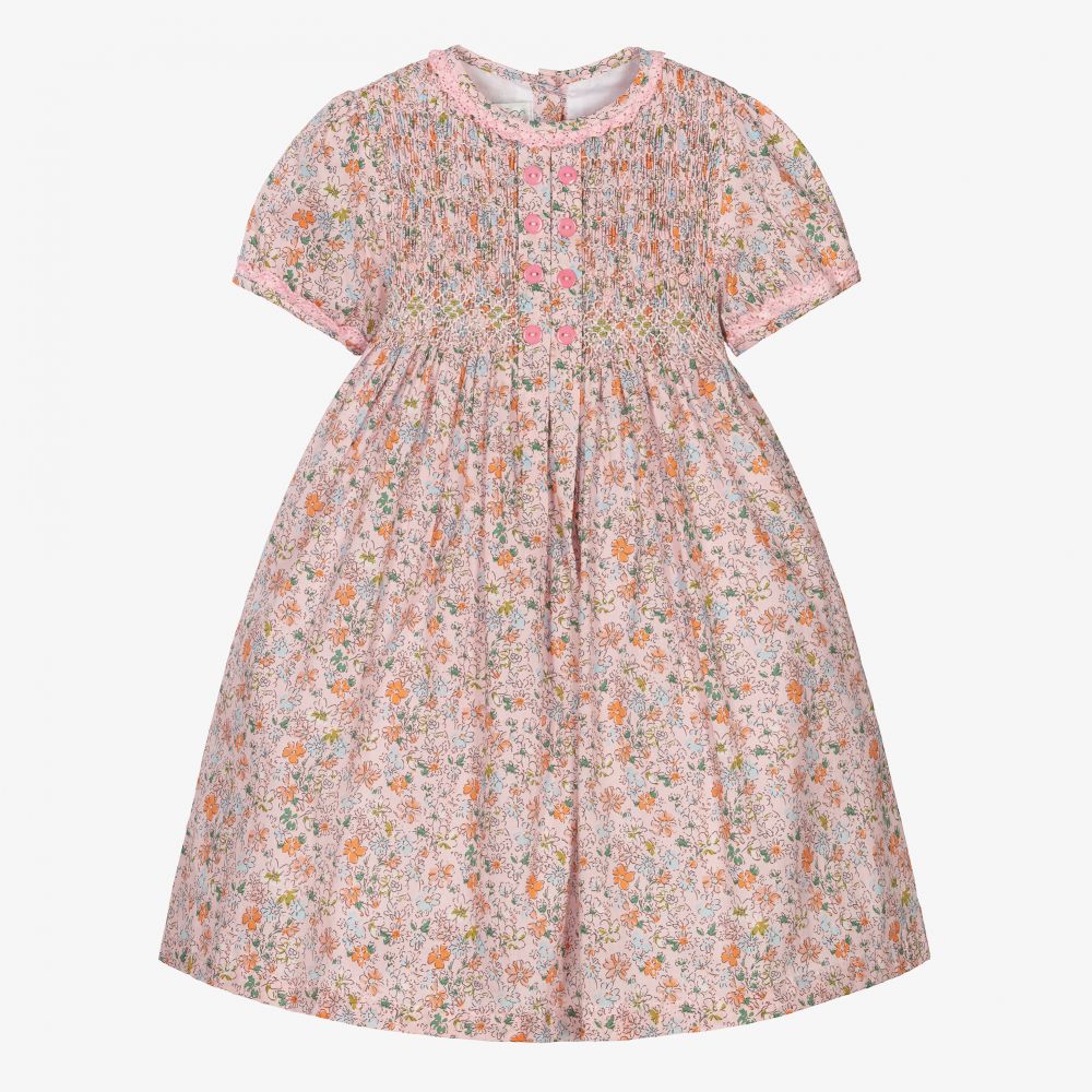 Beau KiD-Розовое платье в цветочек с вафельными сборками | Childrensalon Outlet
