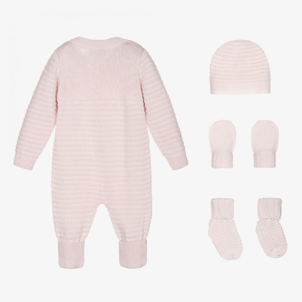 Beau KiD-Pink Knitted Babysuit Set | Childrensalon Outlet