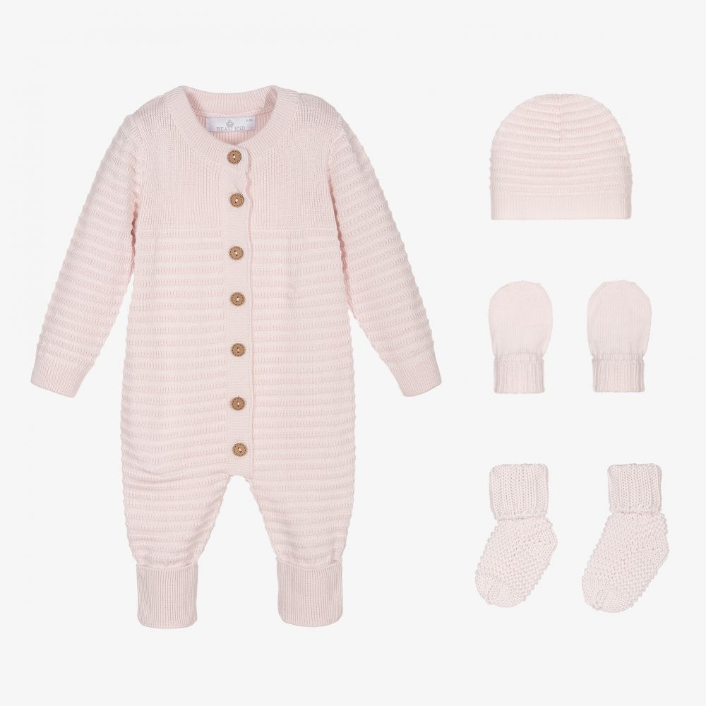Beau KiD - Pink Knitted Babysuit Set | Childrensalon