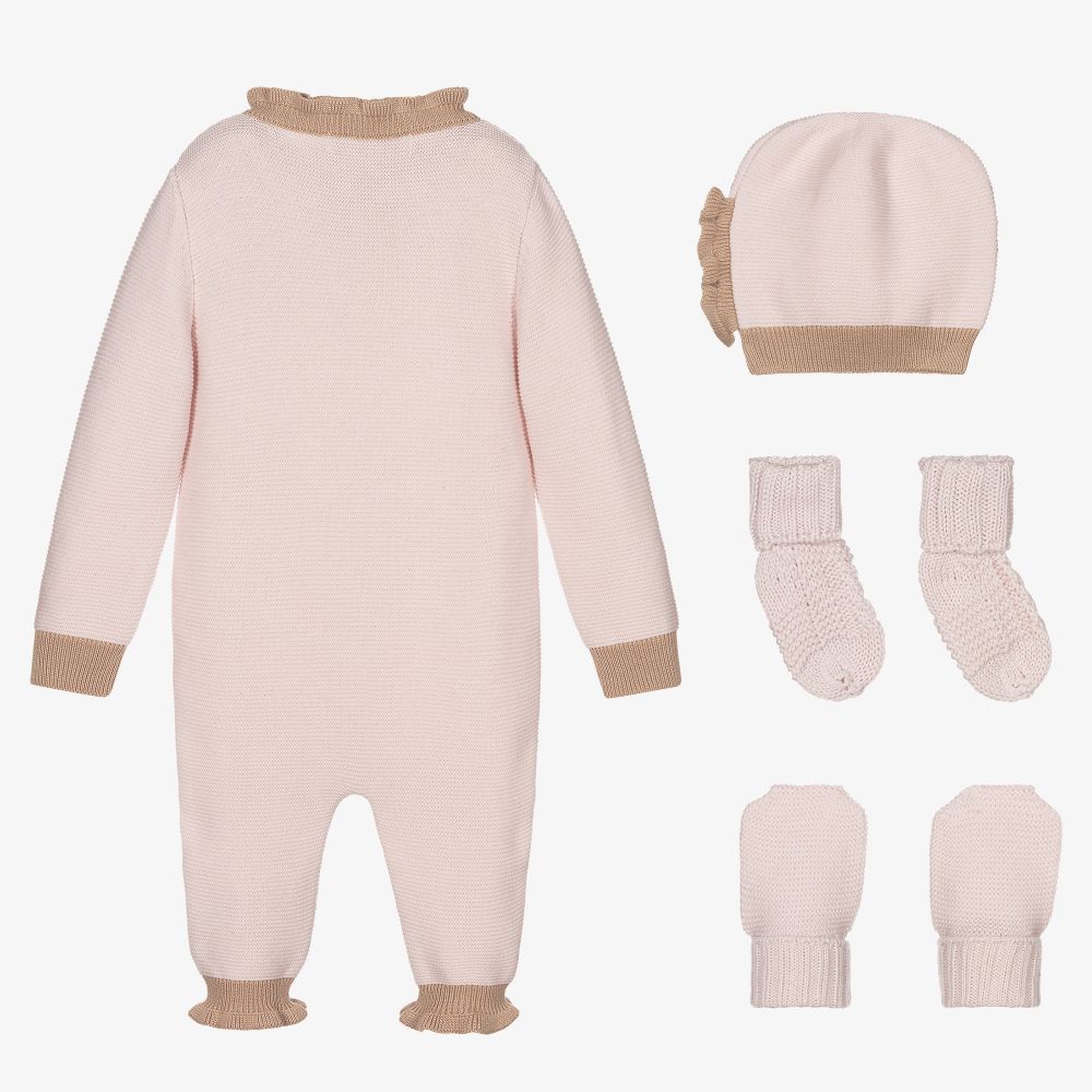 بو كيد-Pink Knitted Babysuit Set | Childrensalon Outlet