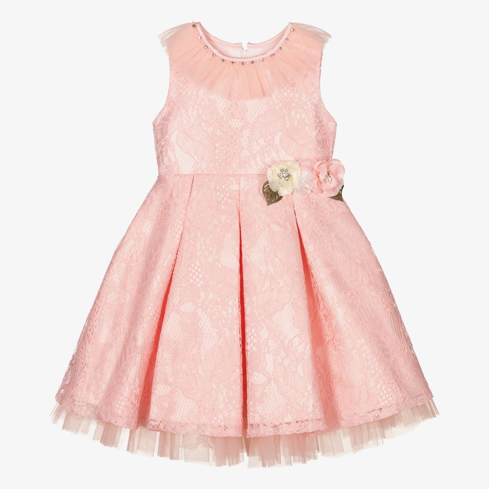 Beau KiD-Розовое платье с кружевом и бутоньерка | Childrensalon Outlet