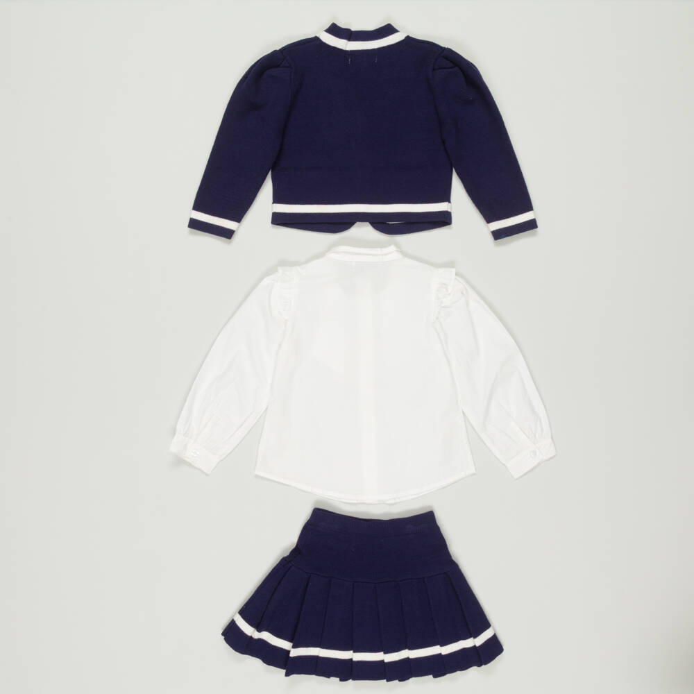 Beau KiD-Preloved Girls Navy Blue Knitted Skirt Set (4-5 years) | Childrensalon Outlet