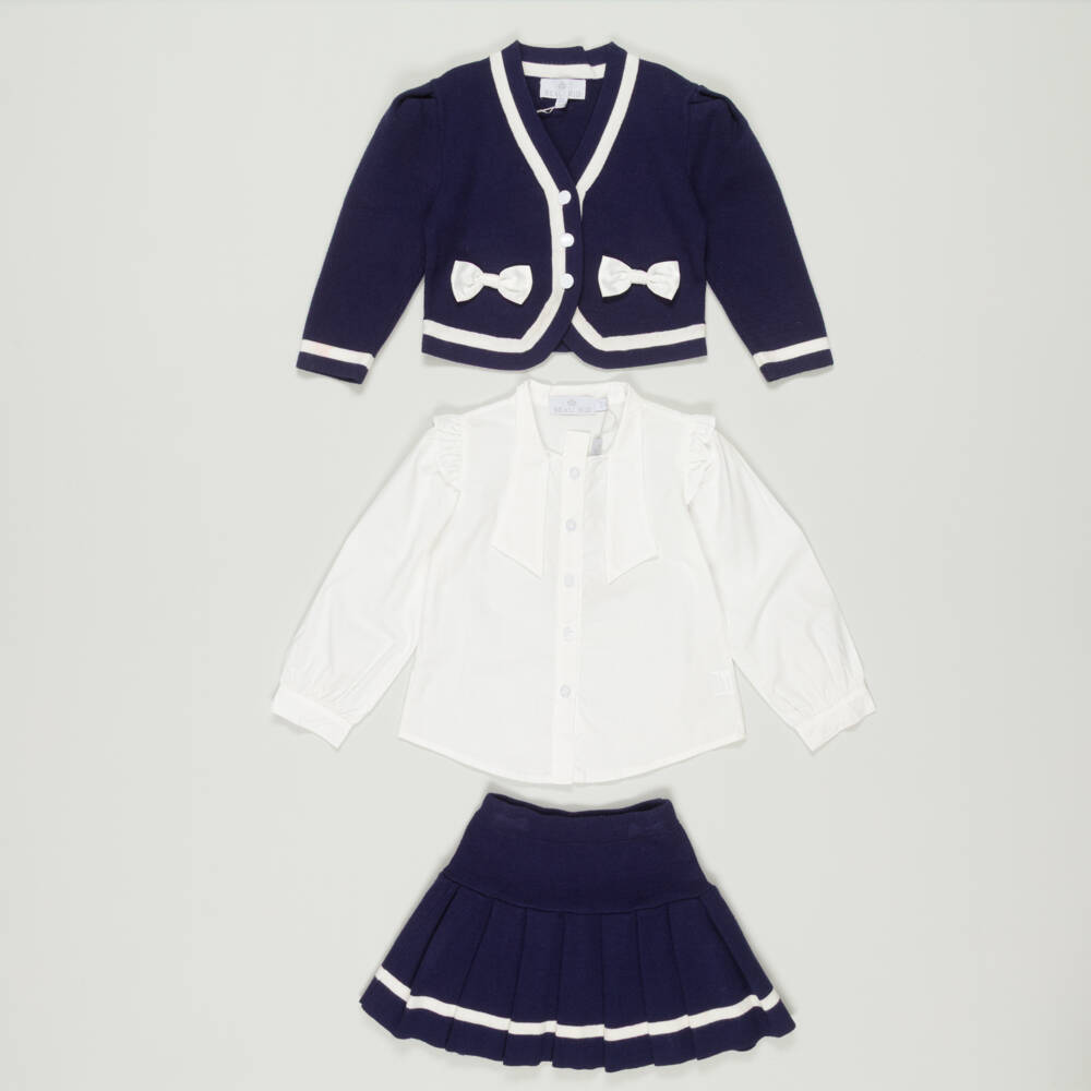 Beau KiD-Preloved Girls Navy Blue Knitted Skirt Set (4-5 years) | Childrensalon Outlet