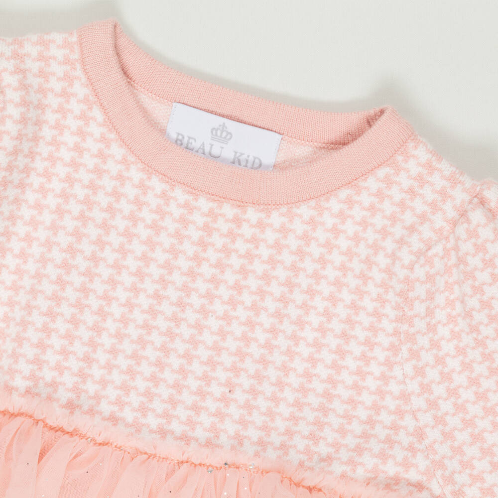Beau KiD-Preloved Girls Pink Houndstooth Knitted Dress (3-4 years) | Childrensalon Outlet