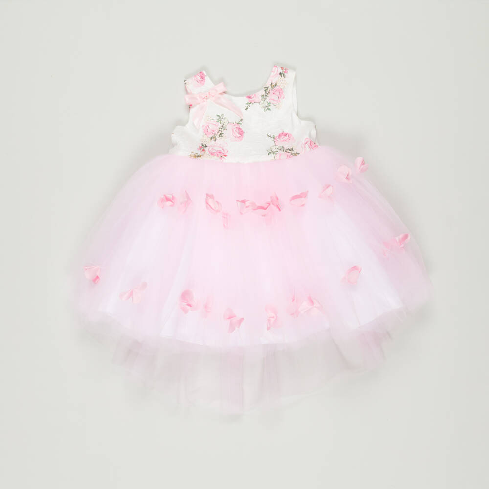 Beau KiD-Preloved Girls White & Pink Floral Tulle Dress (2-3 years) | Childrensalon Outlet