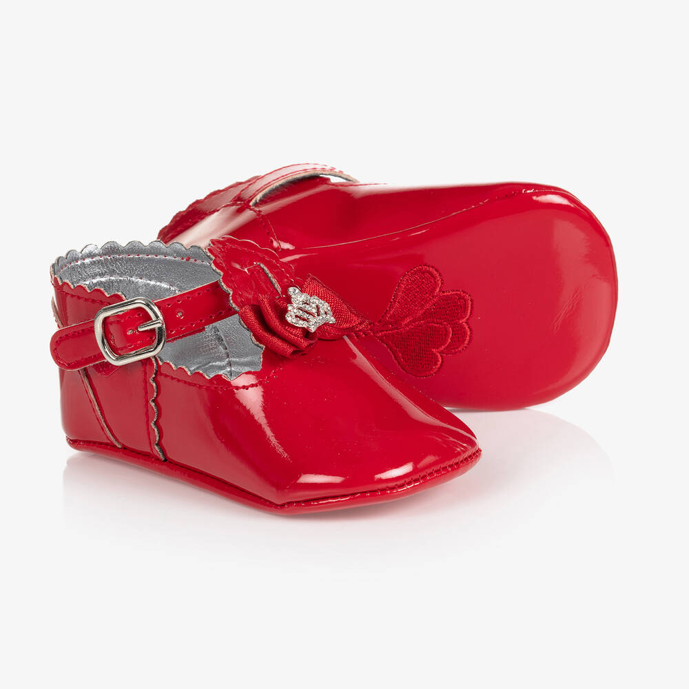 Beau KiD - حذاء جلد صناعي لامع لون أحمر لمرحلة قبل المشي | Childrensalon