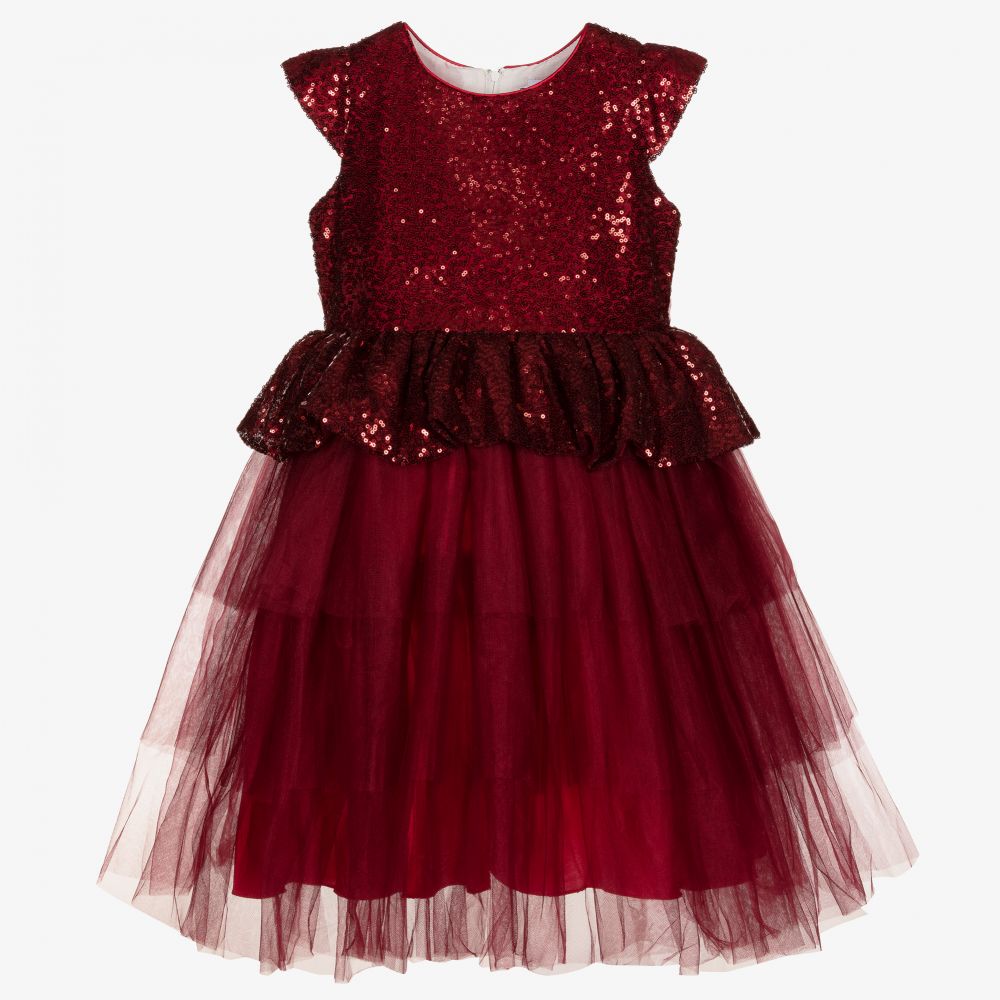 Beau KiD - Robe rouge en tulle et sequins | Childrensalon